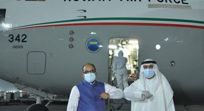 کویت کا طیارہ ایمرجنسی ریلیف لے کر نئی دہلی پہنچا