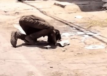 بھوک وبے بسی!سڑک پر گرا دودھ پی گیا نو جوان