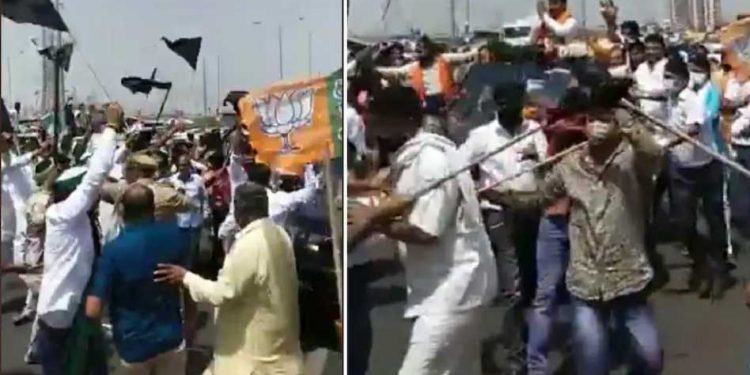 غازی پور بارڈر پر بی جے پی کارکنان اور کسانوں کے درمیان جھڑپ