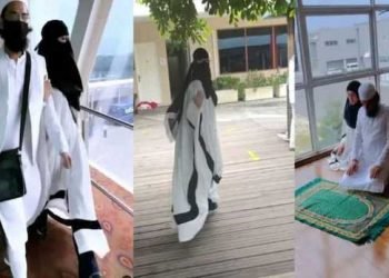 ثنا خان اپنے شوہر مولانا انس سعید کے ساتھ پہنچی مالدیپ ، ایئرپورٹ پر ہی ادا کی نماز، ویڈیو وائرل