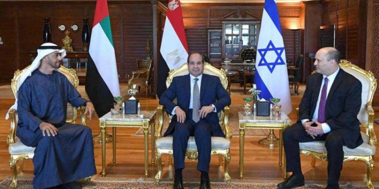 مصری صدر، اسرائیلی وزیراعظم اور اماراتی ولی عہد کی ملاقات