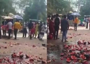 ہندو ریڈیکل عناصر نے مسلم دکانداروں کے ٹھیلے الٹ دے ،ساما‌ن پھینک دیا