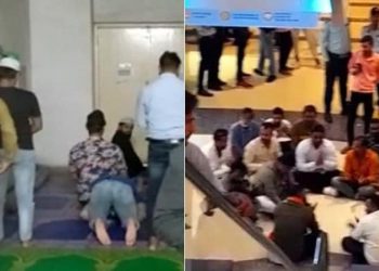 اب  بھوپال کے مال میں نماز پر وبال،بجرنگیوں نے پڑھا ہنومان چالیسا